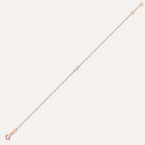 Bella 0.04 CT Baguette Cut Diamond Rose Gold Bracelet - 5