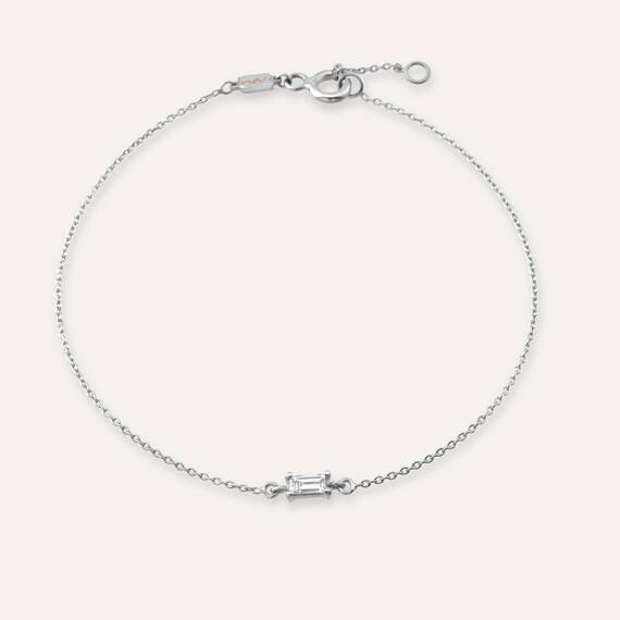 Bella 0.04 CT Baguette Cut Diamond White Gold Bracelet - 1