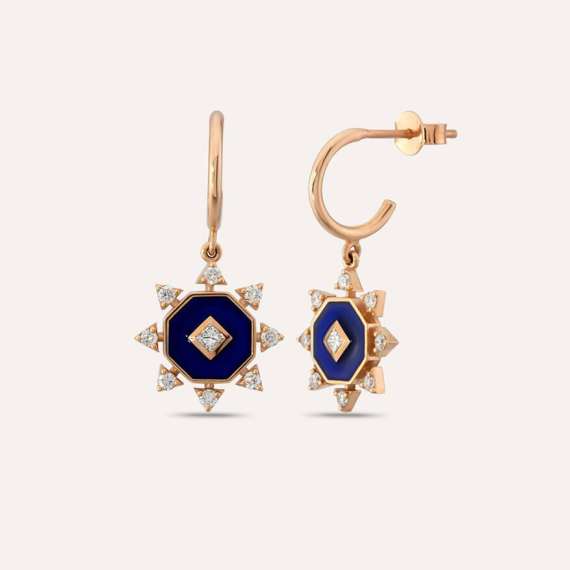 Bellatrix 0.39 CT Diamond and Navy Blue Enamel Earring - 1