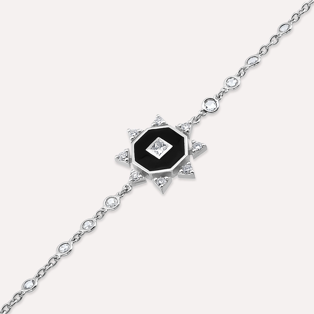 Bellatrix Rose Cut Diamond and Diamond White Gold Bracelet - 3
