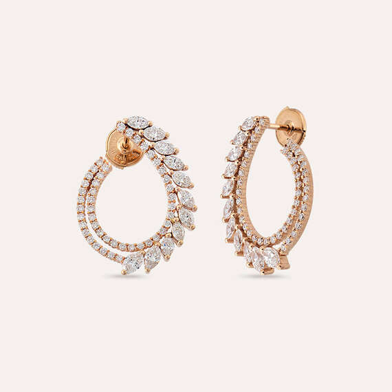 Benin 2.91 CT Marquise Cut Diamond Rose Gold Earring - 2