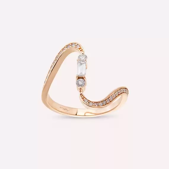 Birdie 0.40 CT Baguette Cut Diamond Rose Gold Ring - 2