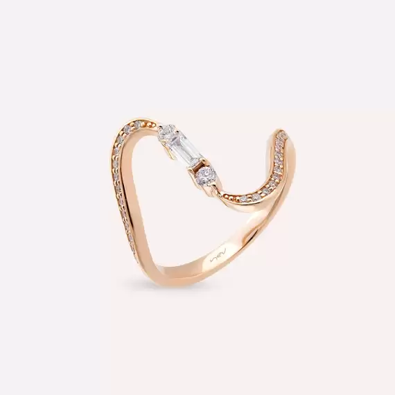 Birdie 0.40 CT Baguette Cut Diamond Rose Gold Ring - 4