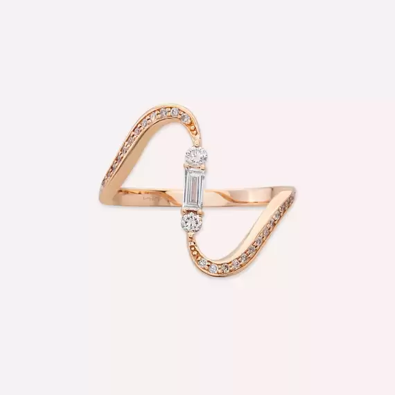 Birdie 0.40 CT Baguette Cut Diamond Rose Gold Ring - 5