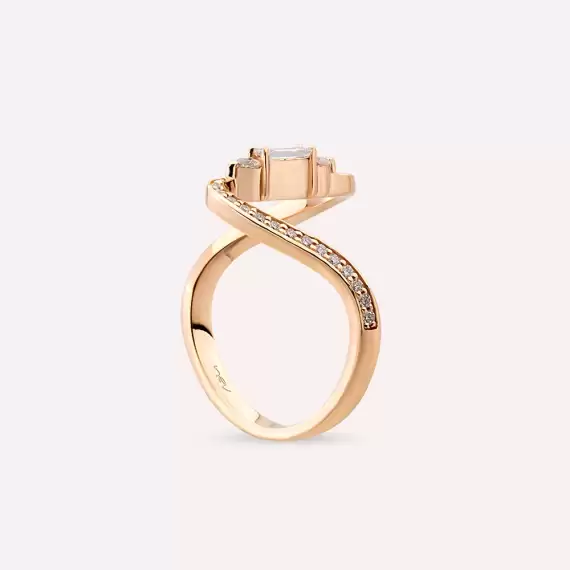 Birdie 0.40 CT Baguette Cut Diamond Rose Gold Ring - 6