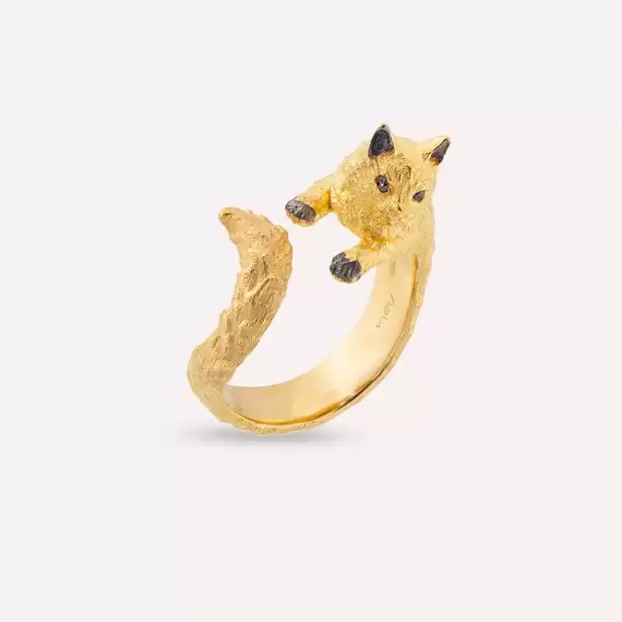 Black Diamond Rose Gold Cat Ring - 5