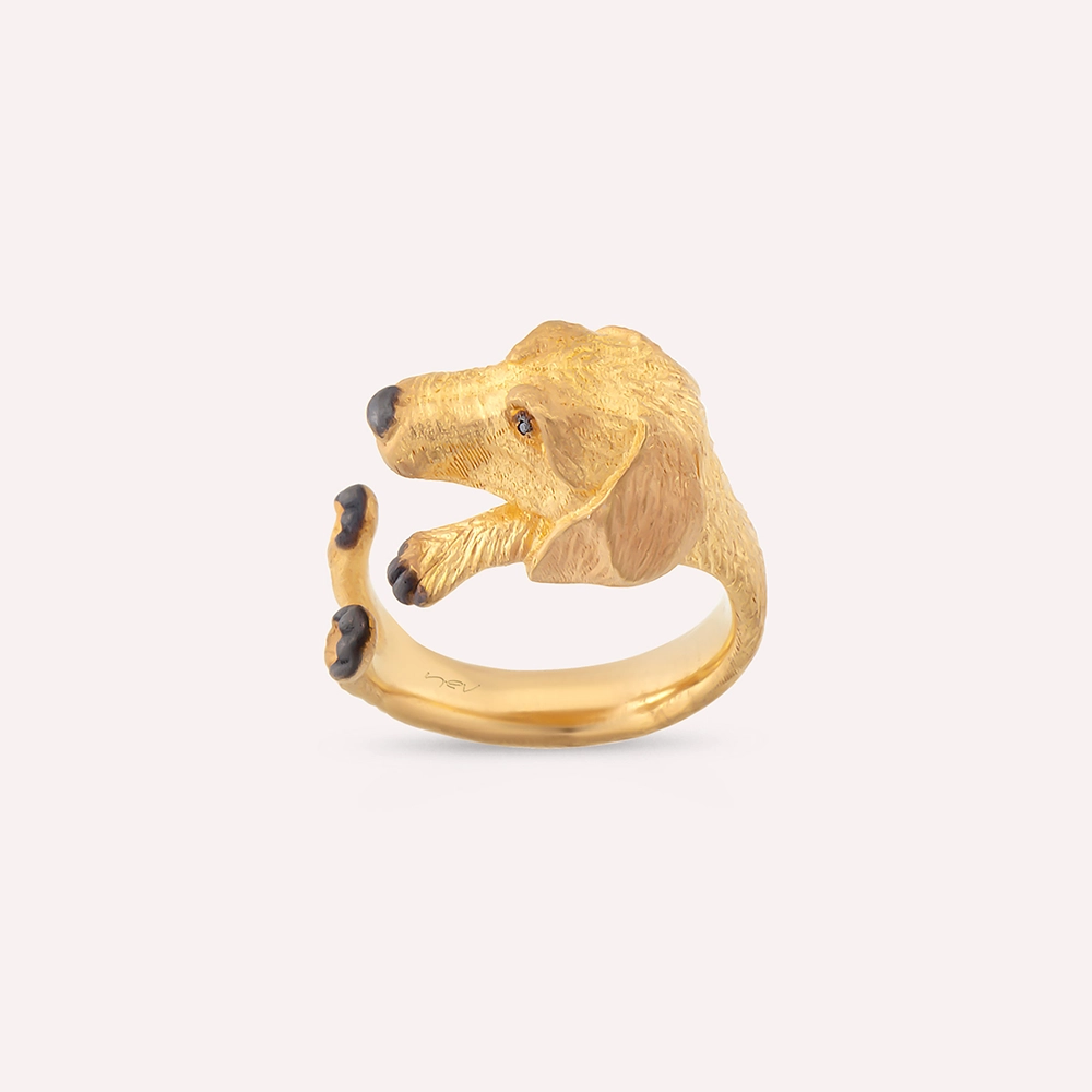 Black Diamond Rose Gold Dog Ring - 1