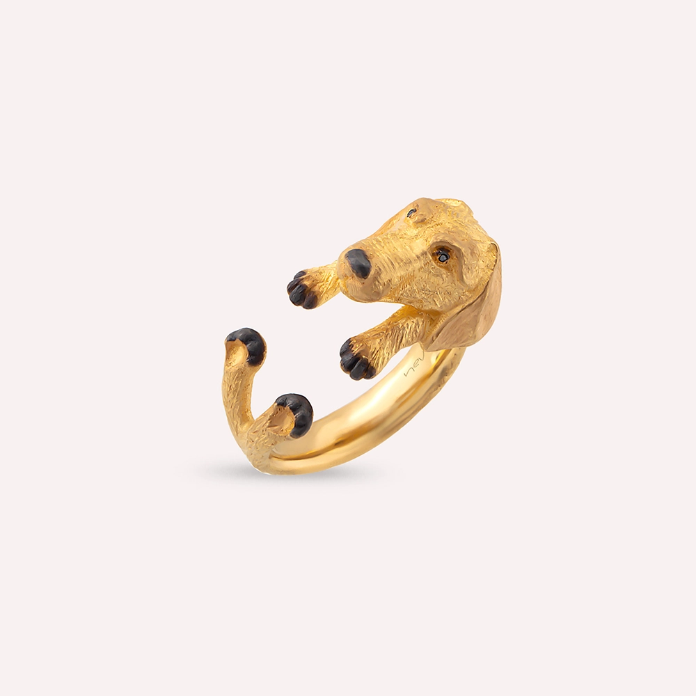 Black Diamond Rose Gold Dog Ring - 4