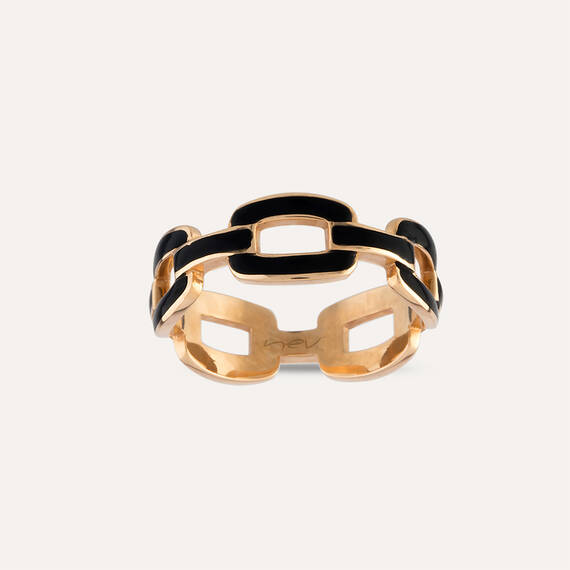 Black Enamel Chain Ring - 2