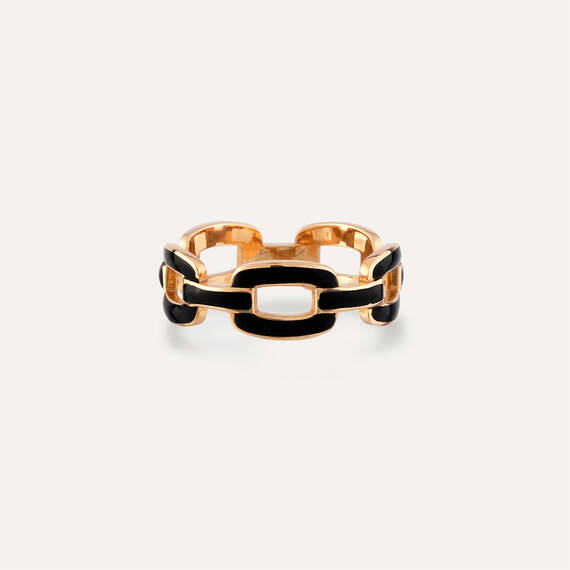 Black Enamel Chain Ring - 4