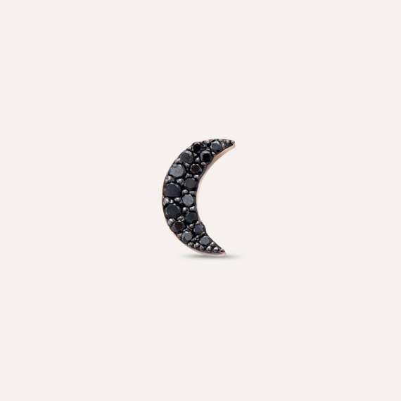 Black Moon 0.11 CT Siyah Pırlanta Taşlı Tek Küpe - 4