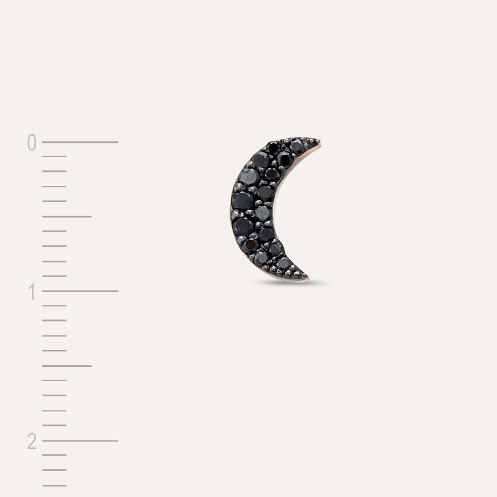 Black Moon 0.11 CT Siyah Pırlanta Taşlı Tek Küpe - 5