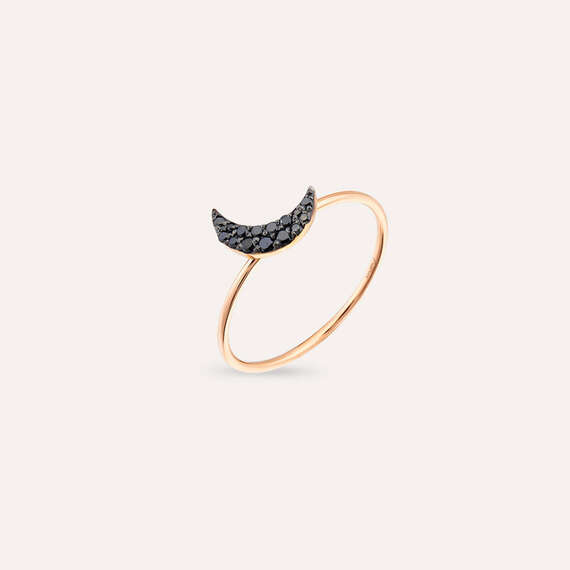 Black Moon 0.13 CT Siyah Pırlanta Taşlı Rose Altın Yüzük - 4
