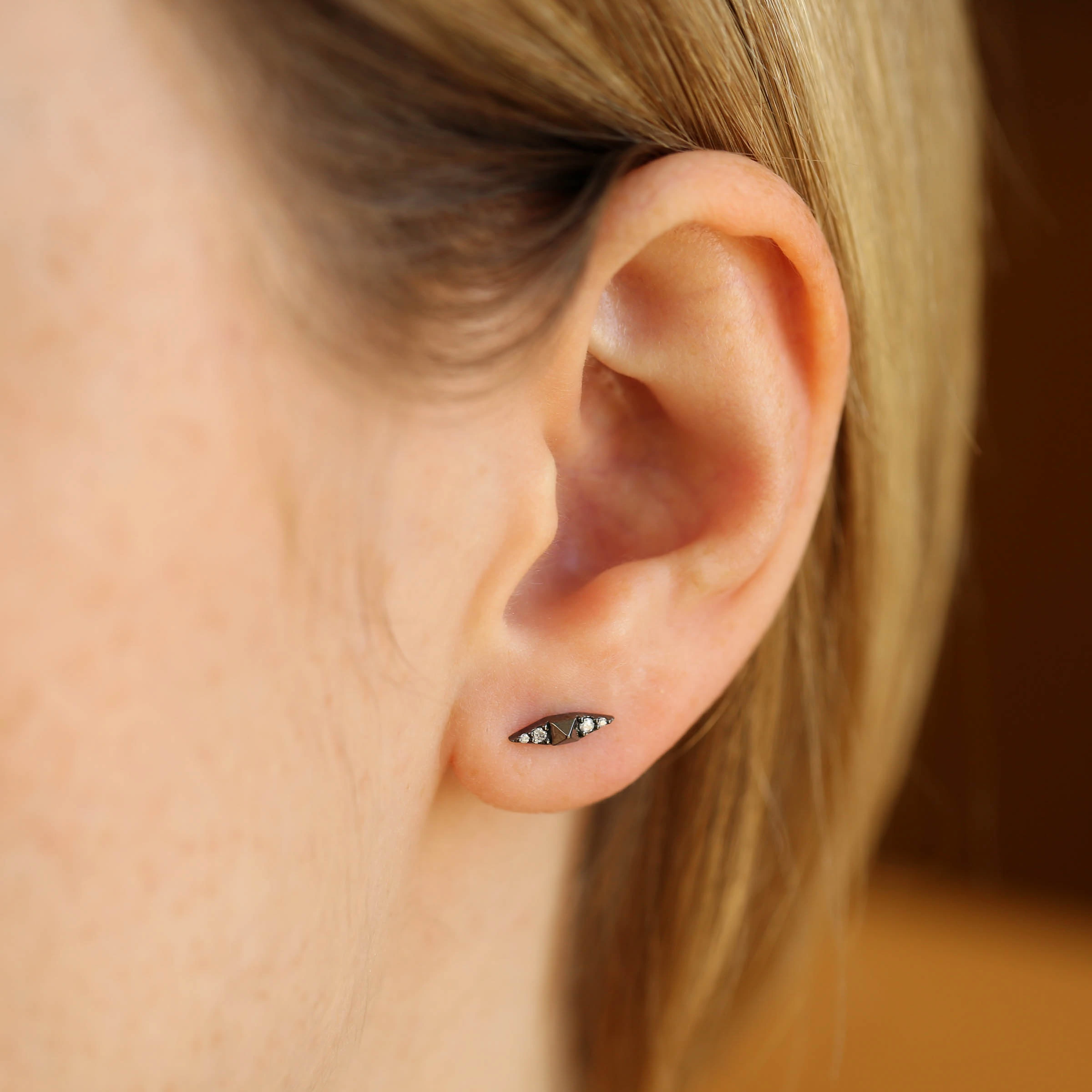Black Spike 0.03 CT Diamond Single Earring - 2