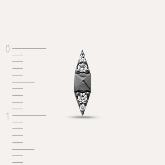 Black Spike 0.03 CT Pırlanta Taşlı Tek Küpe - 5