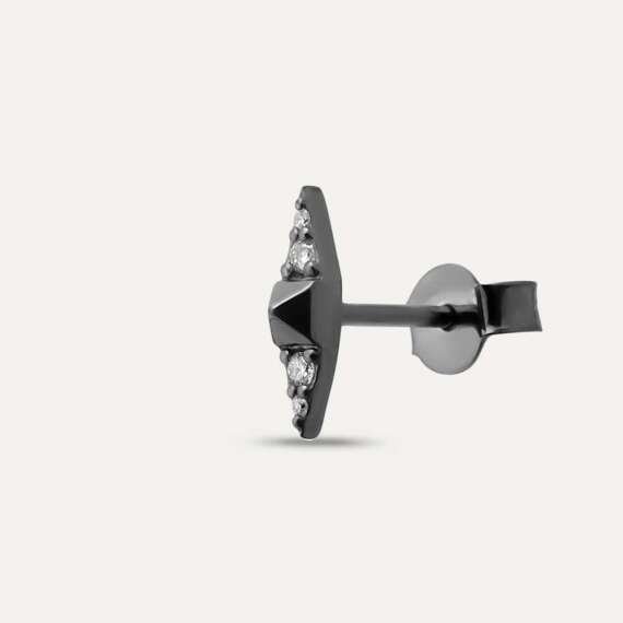 Black Spike 0.03 CT Pırlanta Taşlı Tek Küpe - 4