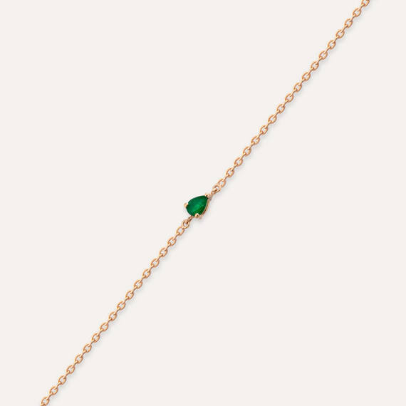 Blake 0.12 CT Pear Cut Emerald Rose Gold Bracelet - 4