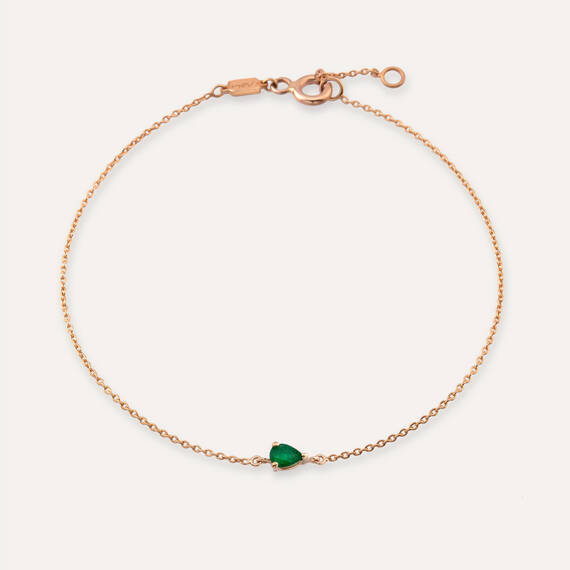 Blake 0.12 CT Pear Cut Emerald Rose Gold Bracelet - 1
