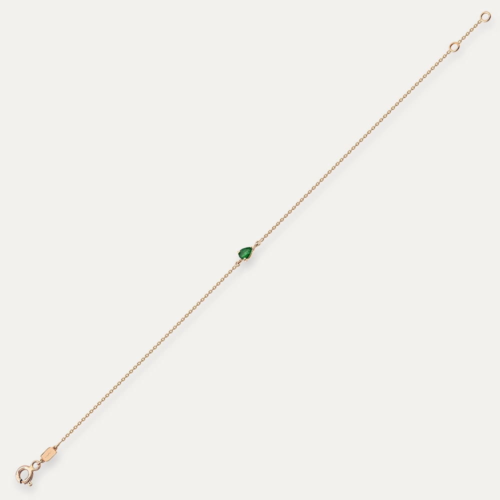 Blake 0.12 CT Pear Cut Emerald Rose Gold Bracelet - 5