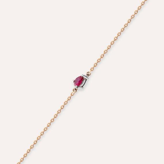 Blake 0.16 CT Pear Cut Pink Sapphire Rose Gold Bracelet - 6