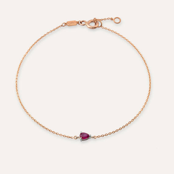 Blake 0.16 CT Pear Cut Pink Sapphire Rose Gold Bracelet - 1