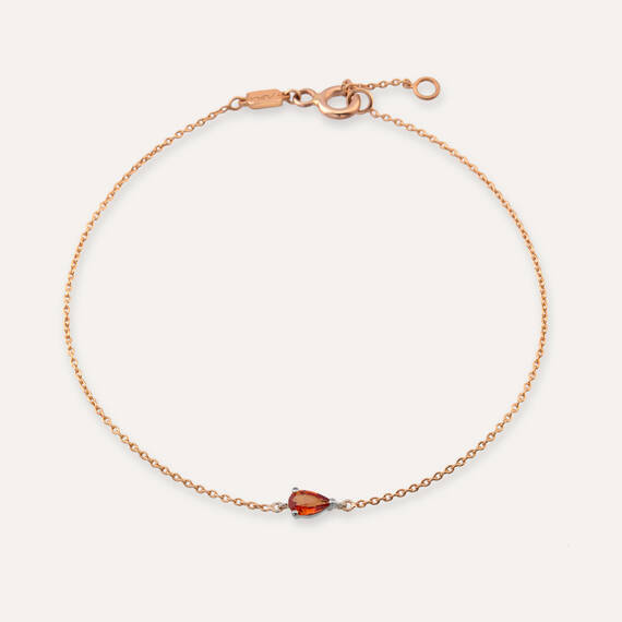 Blake 0.22 CT Pear Cut Orange Sapphire Rose Gold Bracelet - 1