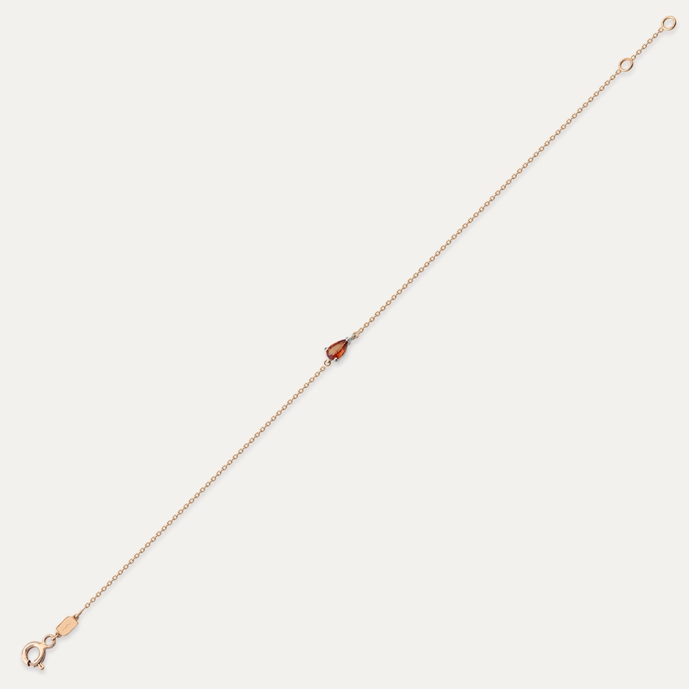 Blake 0.22 CT Pear Cut Orange Sapphire Rose Gold Bracelet - 5