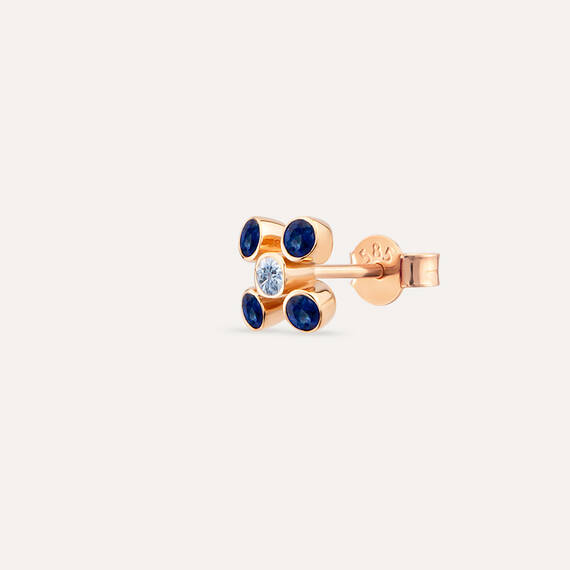 Bliss 0.23 CT Blue Sapphire Rose Gold Mini Single Earring - 1