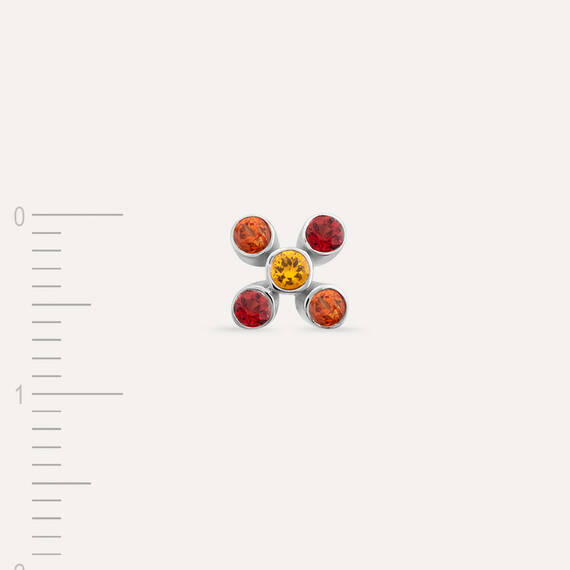Bliss Flo Multicolor Safir Taşlı Beyaz Altın Tek Küpe - 4