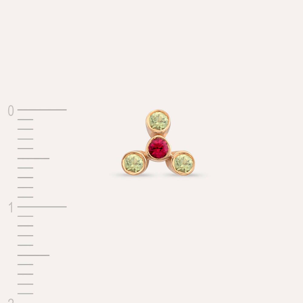 Bliss Four 0.19 CT Green Sapphire and Red Sapphire Mini Single Earring