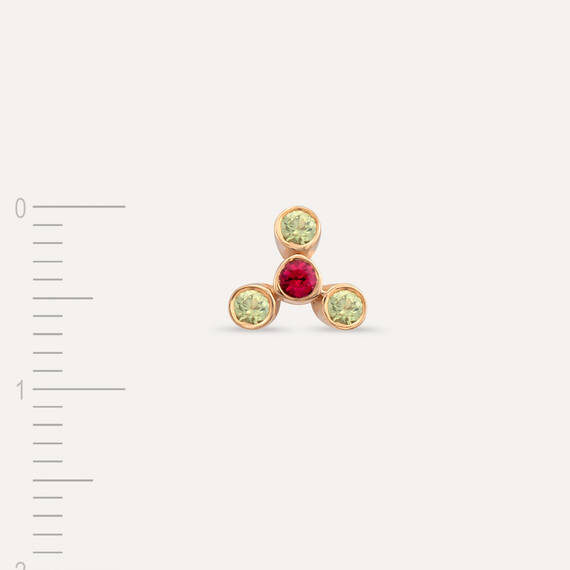 Bliss Four 0.19 CT Green Sapphire and Red Sapphire Mini Single Earring - 4