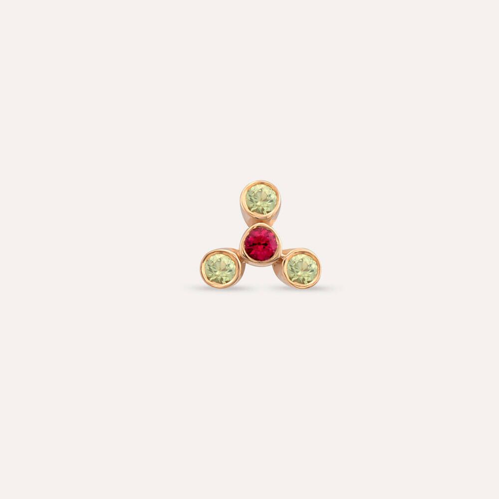 Bliss Four 0.19 CT Green Sapphire and Red Sapphire Mini Single Earring