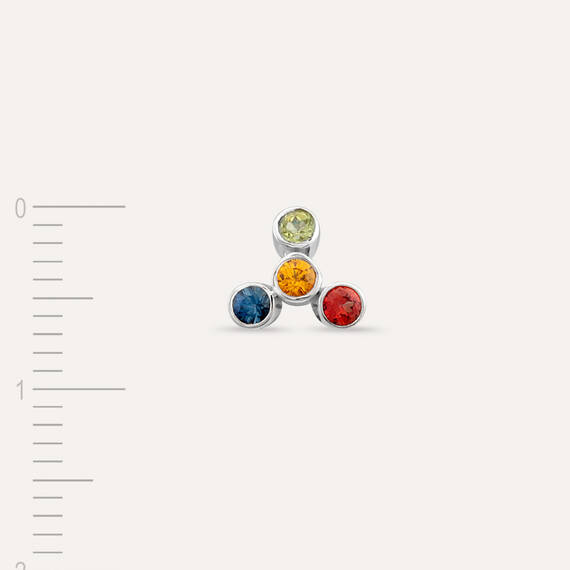 Bliss Four 0.22 CT Multicolor Sapphire White Gold Mini Single Earring - 4