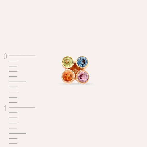 Bliss Frame Multicolor Safir Taşlı Rose Altın Tek Küpe - 4