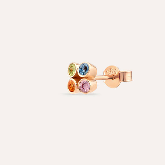 Bliss Frame 0.19 CT Multicolor Sapphire Rose Gold Mini Single Earring - 1