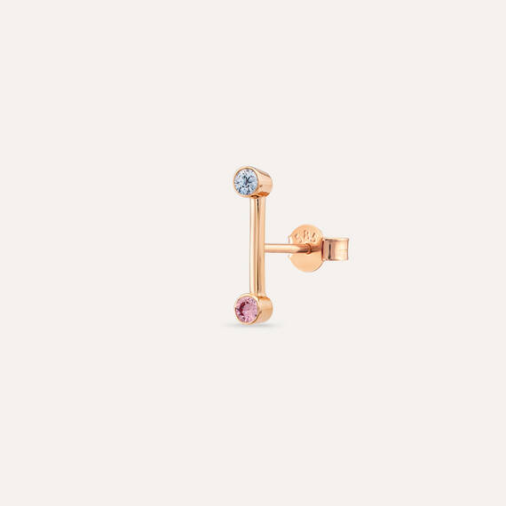 Bliss Line 0.10 CT Pink Sapphire and White Sapphire Mini Single Earring - 1
