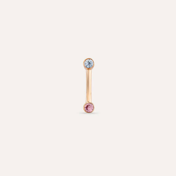 Bliss Line 0.10 CT Pink Sapphire and White Sapphire Mini Single Earring - 4