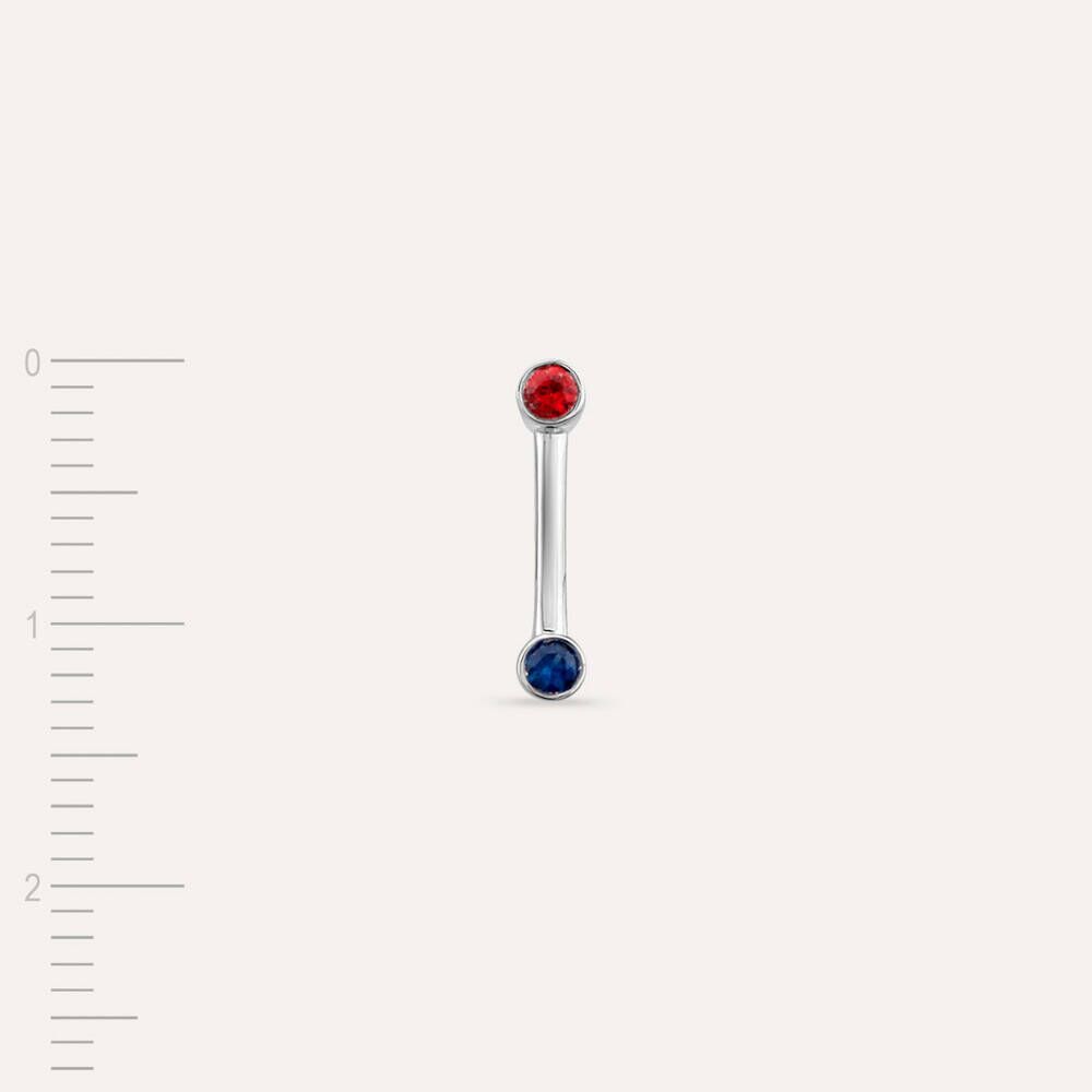 Bliss Line 0.11 CT Blue Sapphire and Red Sapphire Mini Single Earring