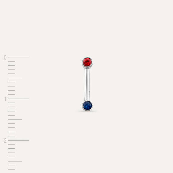 Bliss Line 0.11 CT Blue Sapphire and Red Sapphire Mini Single Earring - 4