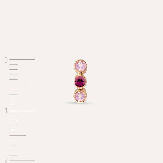Bliss Three 0.12 CT Pink Sapphire and Red Sapphire Mini Single Earring - 4