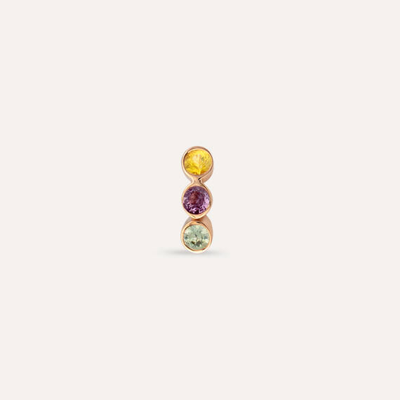 Bliss Three 0.15 CT Multicolor Sapphire Rose Gold Mini Single Earring - 5