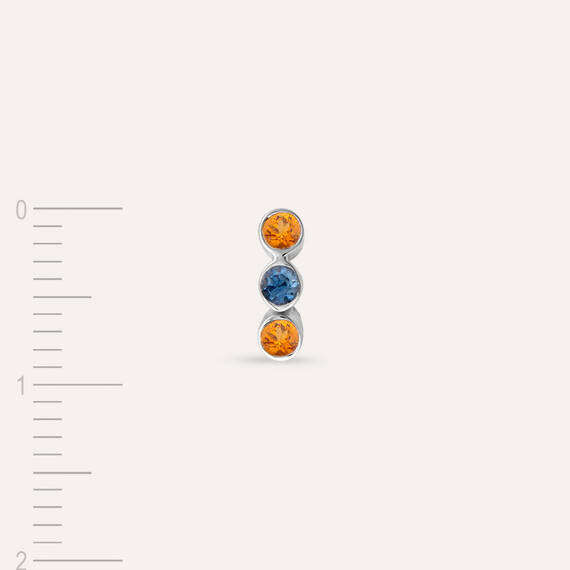 Bliss Three 0.16 CT Orange Sapphire and Blue Sapphire Mini Single Earring - 4