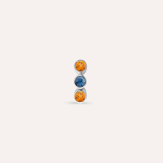 Bliss Three 0.16 CT Orange Sapphire and Blue Sapphire Mini Single Earring - 3