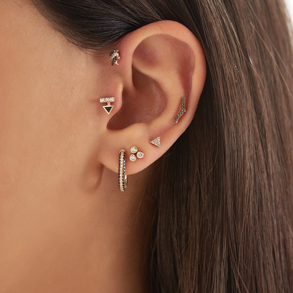 Bliss Triangle 0.11 CT Diamond Rose Gold Mini Single Earring - 2