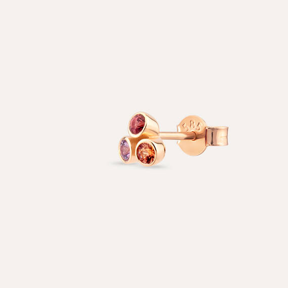 Bliss Triangle 0.15 CT Multicolor Sapphire Rose Gold Mini Single Earring - 1