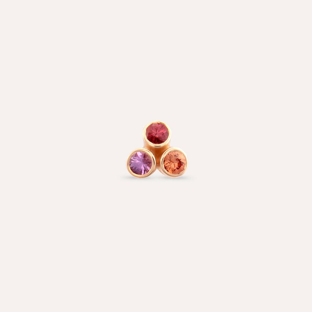 Bliss Triangle 0.15 CT Multicolor Sapphire Rose Gold Mini Single Earring