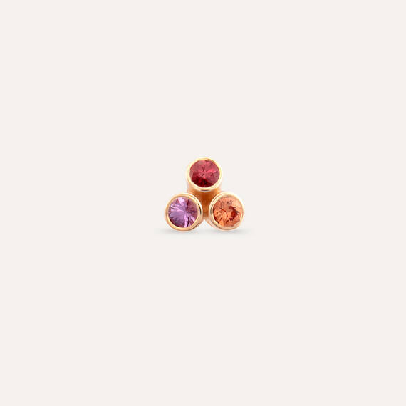 Bliss Triangle 0.15 CT Multicolor Sapphire Rose Gold Mini Single Earring - 3