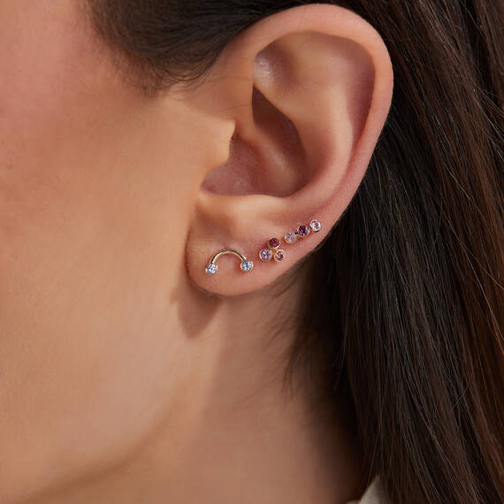 Bliss Triangle 0.15 CT Multicolor Sapphire Rose Gold Mini Single Earring - 2