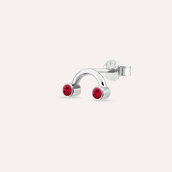 Bliss Two 0.09 CT Red Sapphire White Gold Mini Single Earring - 1