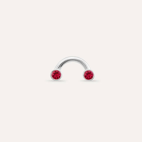 Bliss Two 0.09 CT Red Sapphire White Gold Mini Single Earring - 4